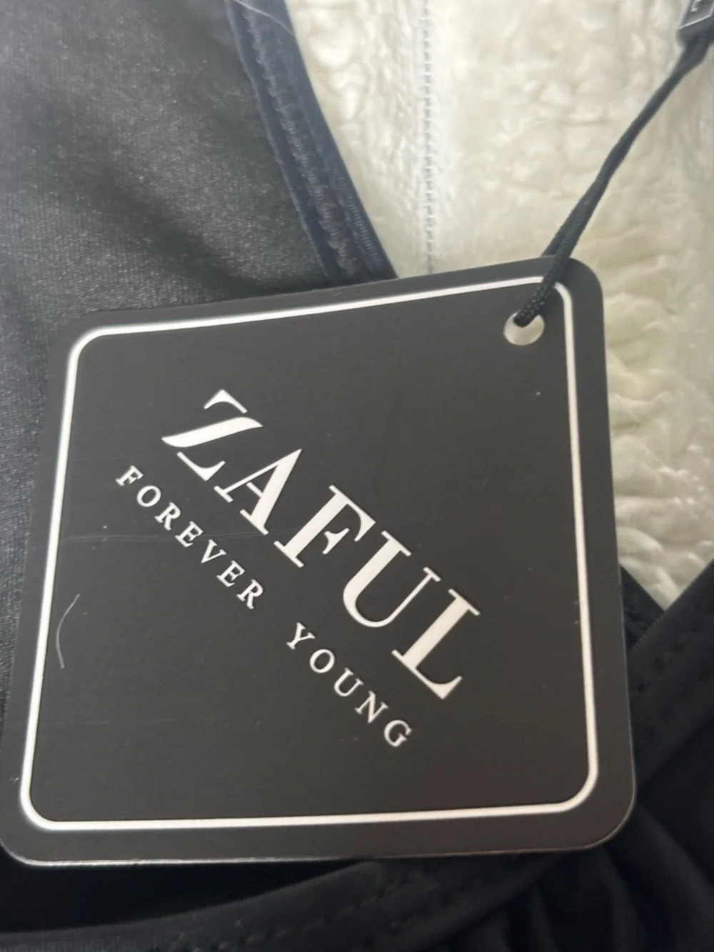 Zaful Black Tankini with Camo-Trim Straps